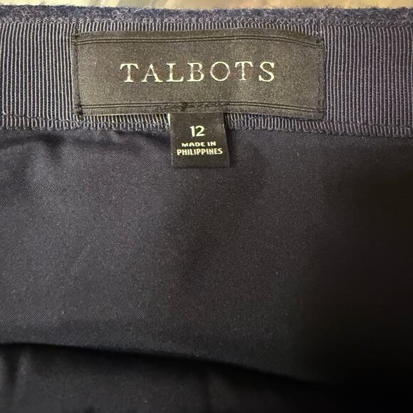 Talbots Navy Wool Blend Ruffle Hem Skirt Wrap Look Size 12 - Picture 6 of 6